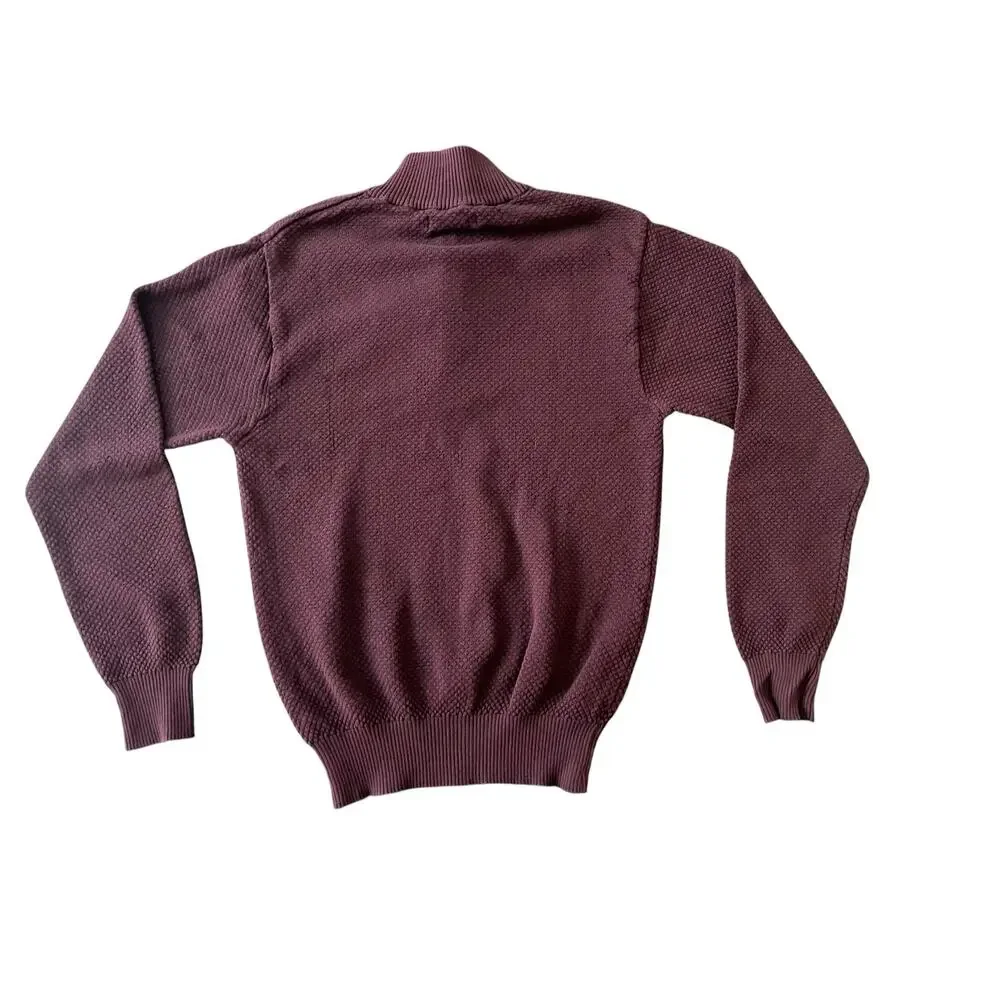 French Connection Classic Burgundy Quarter-Zip Knit Sweater Size Small
